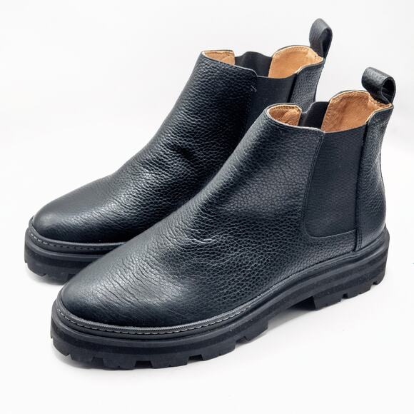 Madewell Women’s Mariam Chelsea Boots Black Leather Minimalist Normcore Size 9 - Picture 1 of 7